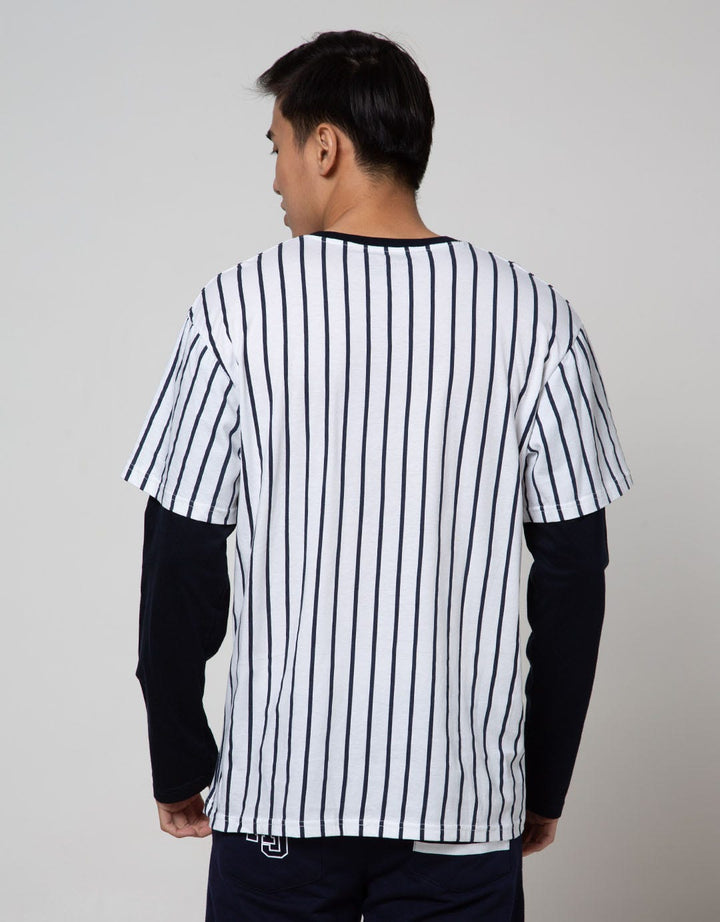 American Jeans Long Sleeve T-Shirt Tee Varsity Stripe