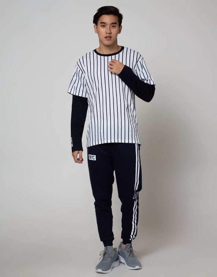 American Jeans Long Sleeve T-Shirt Tee Varsity Stripe