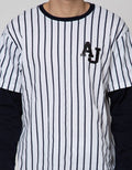 American Jeans Long Sleeve T-Shirt Tee Varsity Stripe