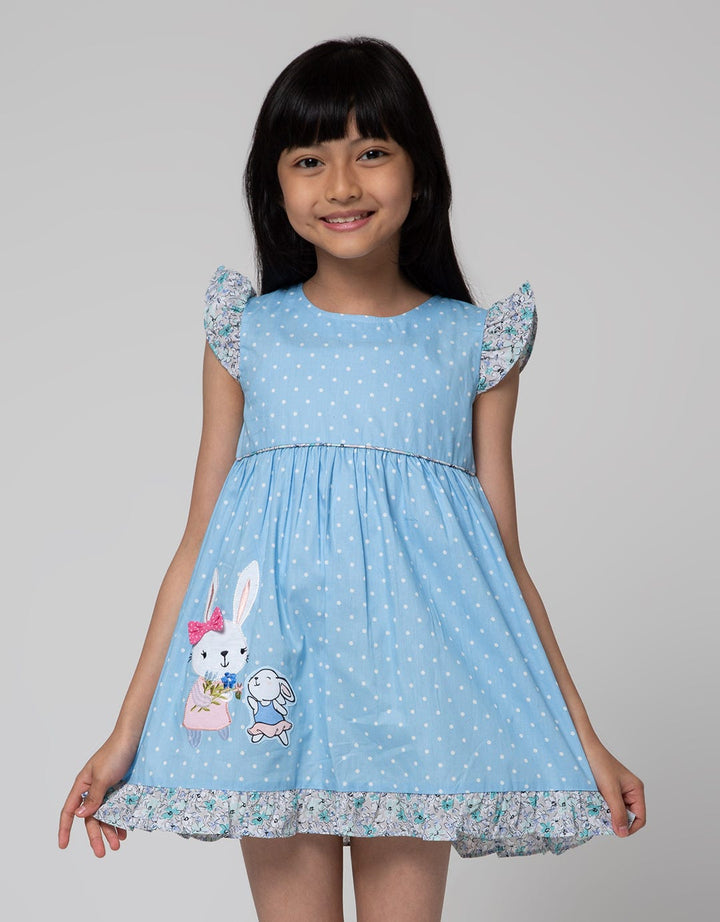 Little M Short Sleeve Midi Dress Floral Bunny