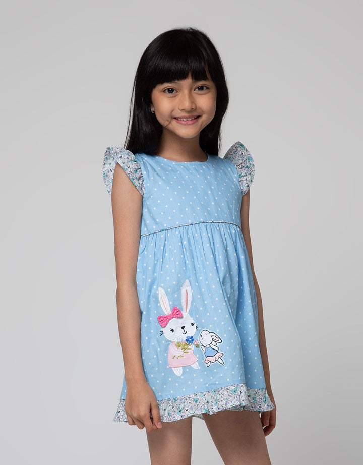 Little M Short Sleeve Midi Dress Floral Bunny