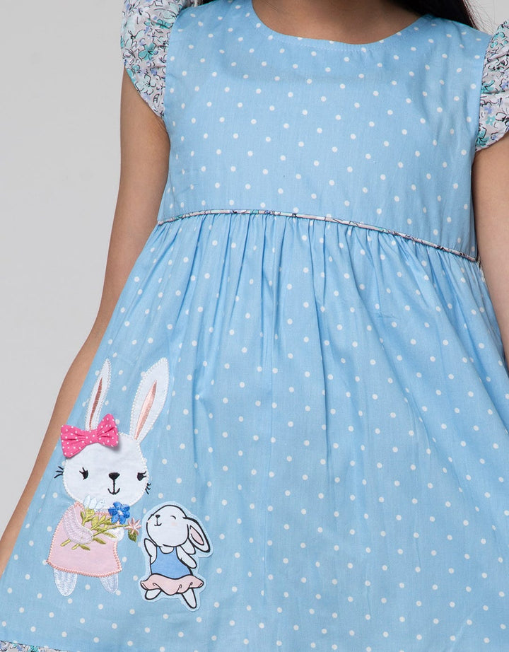 Little M Short Sleeve Midi Dress Floral Bunny
