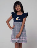 Little M Short Sleeve Midi Dress Woven Houndstooth