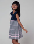 Little M Short Sleeve Midi Dress Woven Houndstooth
