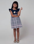 Little M Short Sleeve Midi Dress Woven Houndstooth