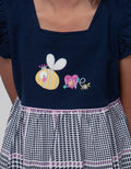 Little M Short Sleeve Midi Dress Woven Houndstooth