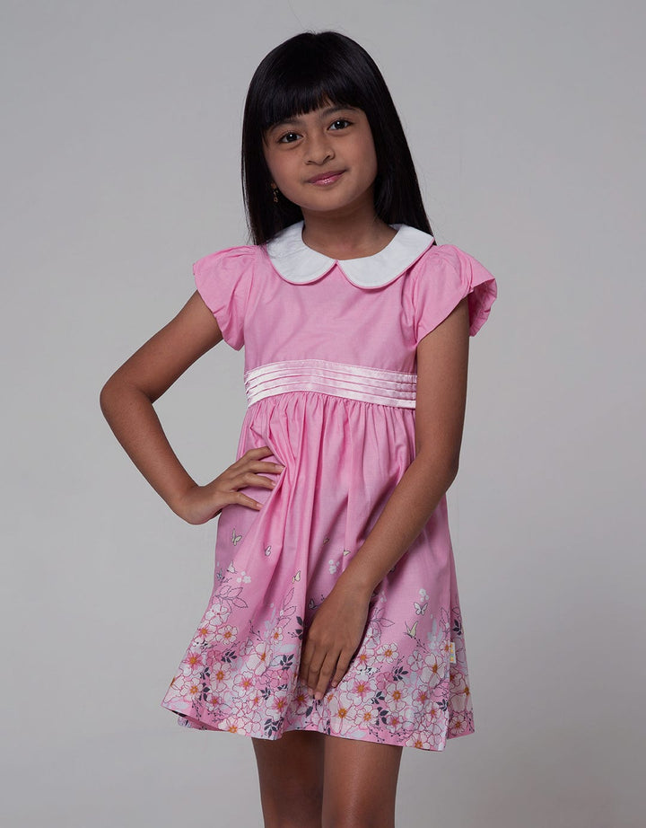 Little M Short Sleeve Midi Dress Tangan Puff Print Bunga