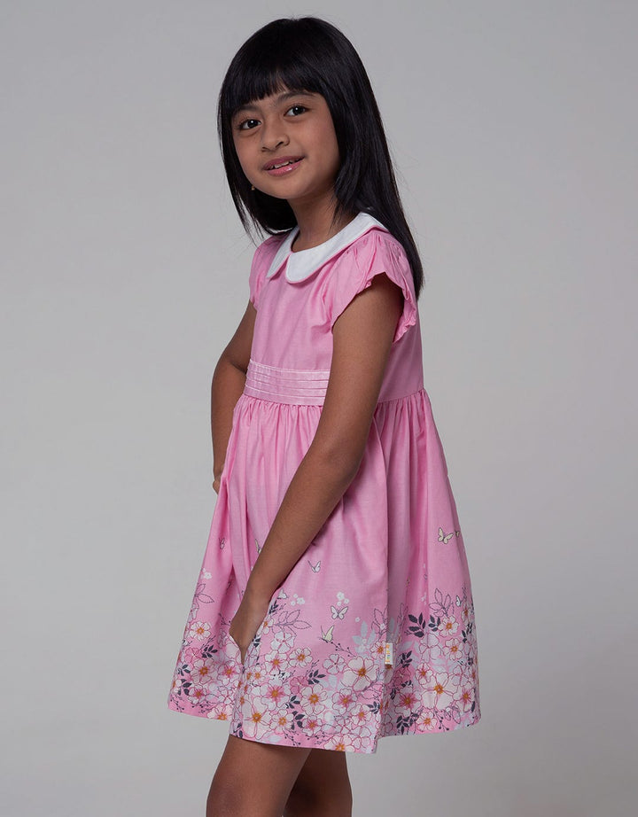 Little M Short Sleeve Midi Dress Tangan Puff Print Bunga