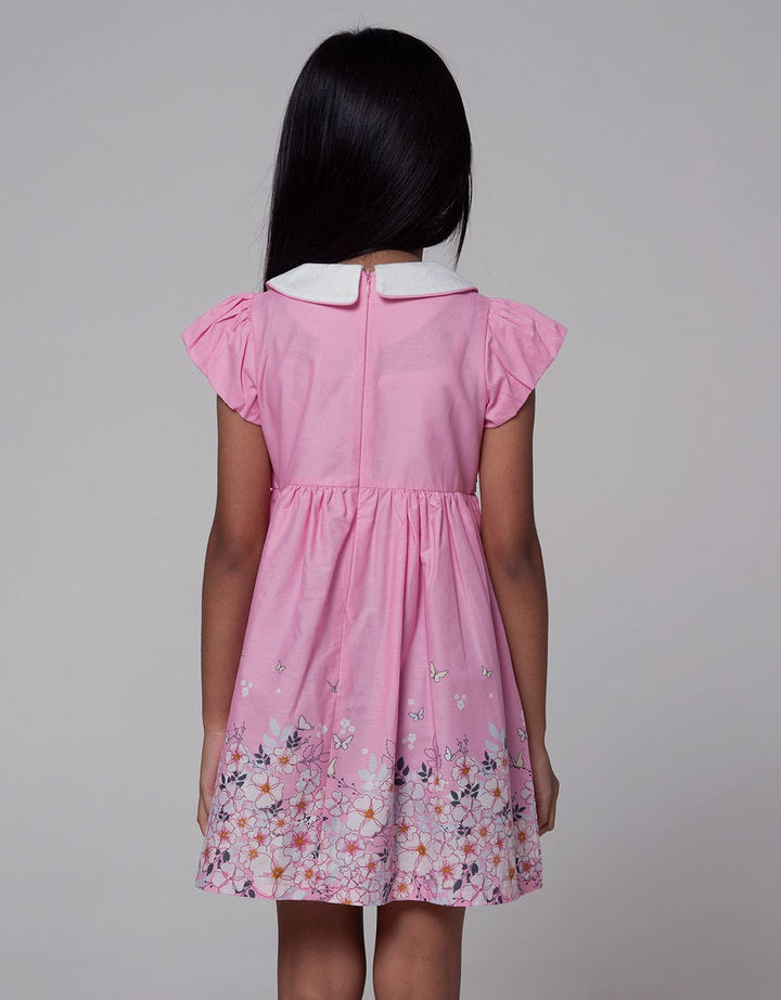 Little M Short Sleeve Midi Dress Tangan Puff Print Bunga