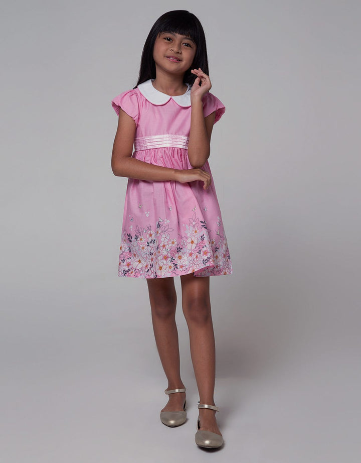 Little M Short Sleeve Midi Dress Tangan Puff Print Bunga
