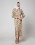 Annisa Long Sleeve Maxi Dress Printed Shirt With Gather Detail
