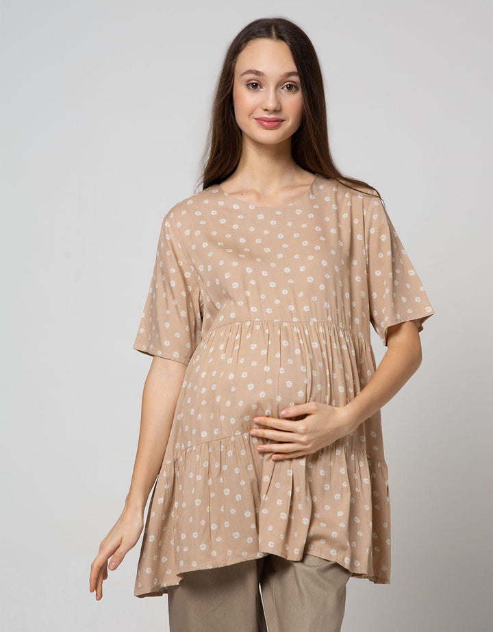 St. Yves Mom Short Sleeve Blouse Rayon Tier Daisy