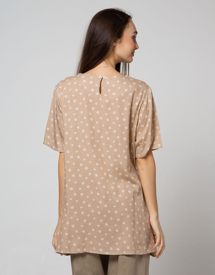 St. Yves Mom Short Sleeve Blouse Rayon Tier Daisy