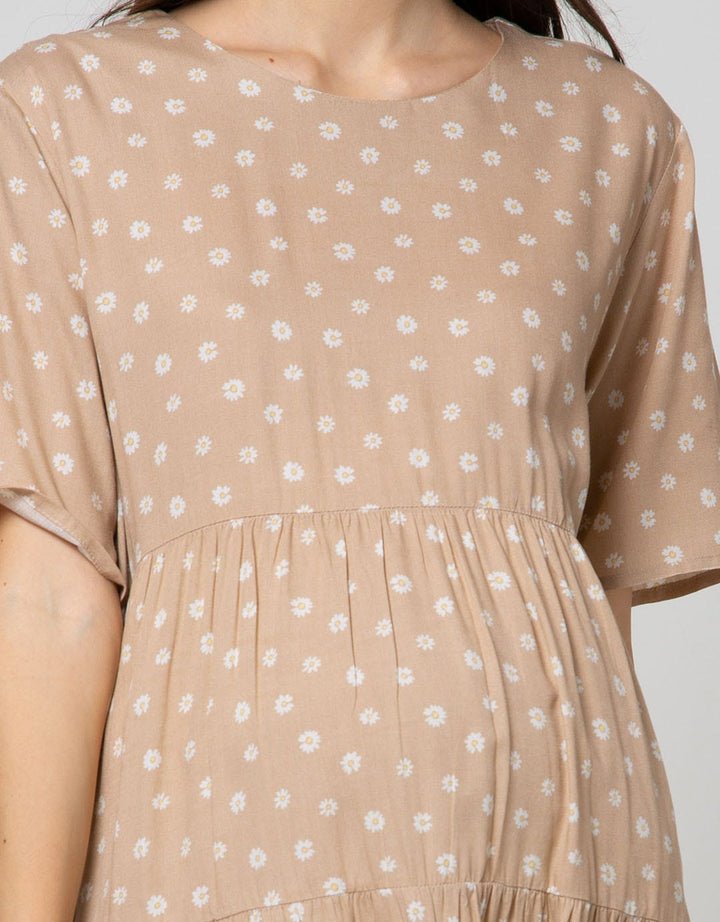 St. Yves Mom Short Sleeve Blouse Rayon Tier Daisy