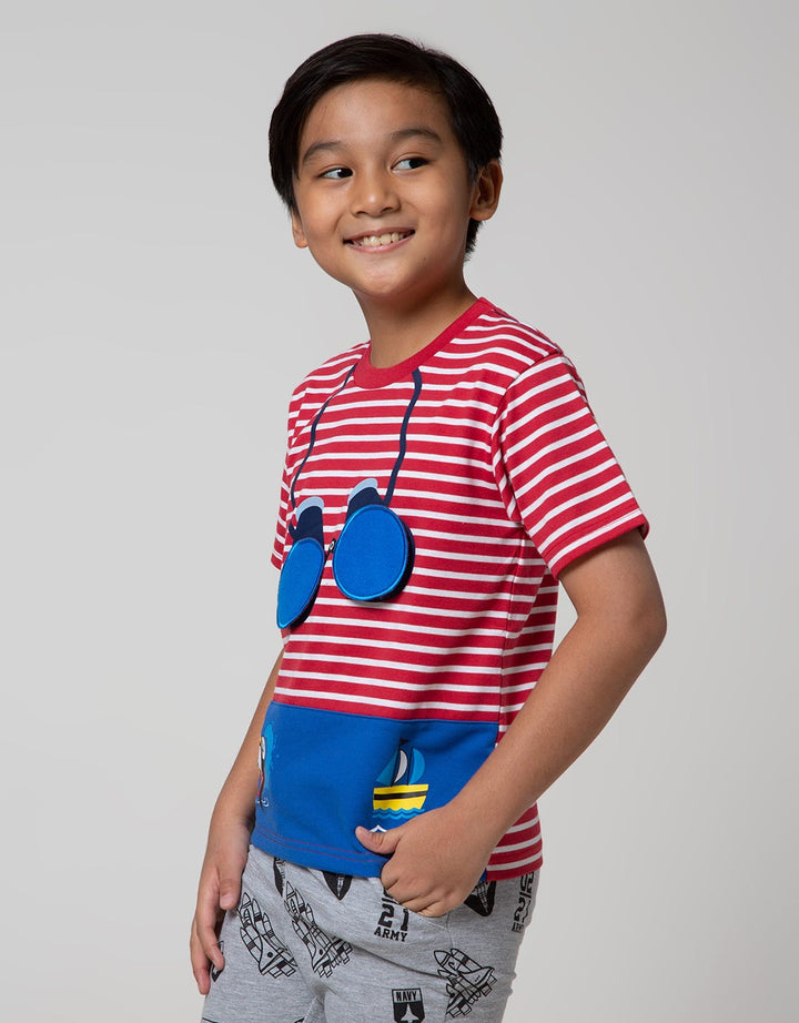 Little M Short Sleeve T-Shirt Stripe Animal Nautical Flip