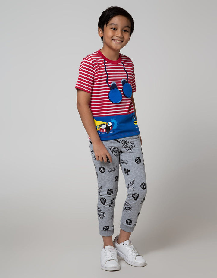 Little M Short Sleeve T-Shirt Stripe Animal Nautical Flip