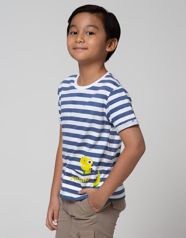 Little M Short Sleeve T-Shirt Stripe Dino