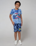 Little M Short Sleeve T-Shirt Tie Dyed Summer Shark
