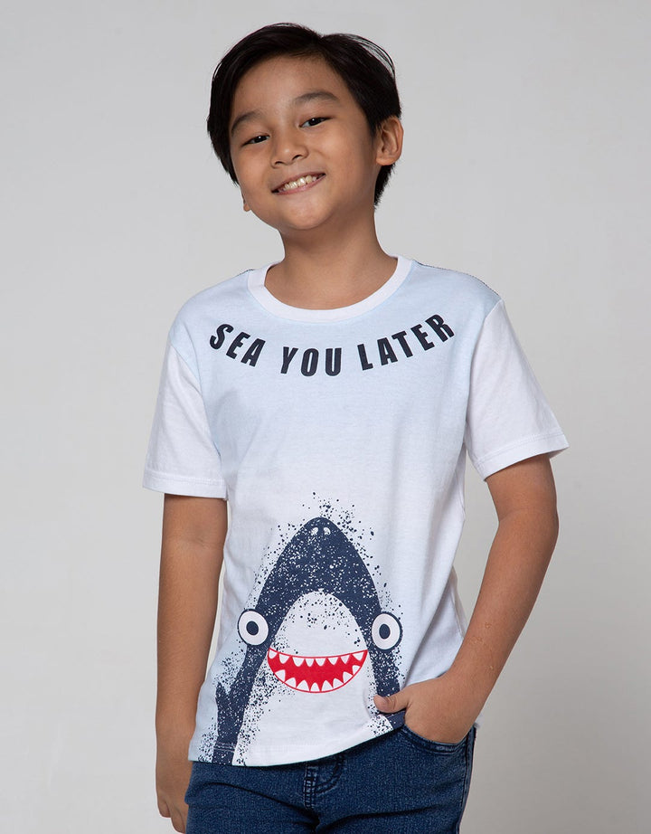 Little M Short Sleeve T-Shirt Shark Ombre Laser