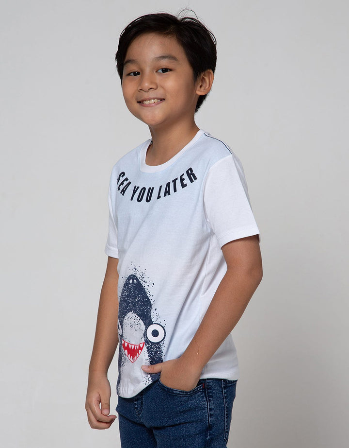 Little M Short Sleeve T-Shirt Shark Ombre Laser