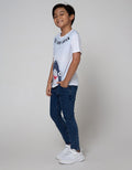 Little M Short Sleeve T-Shirt Shark Ombre Laser
