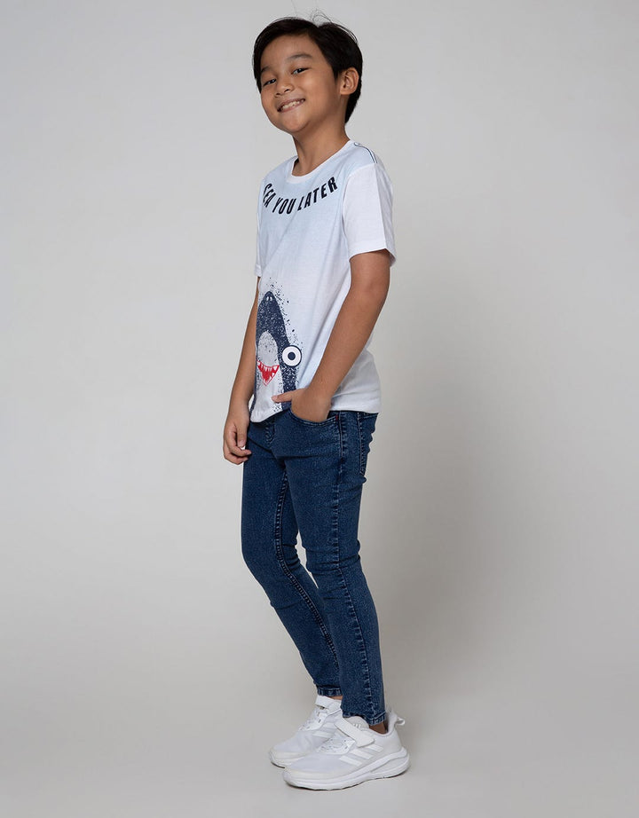Little M Short Sleeve T-Shirt Shark Ombre Laser