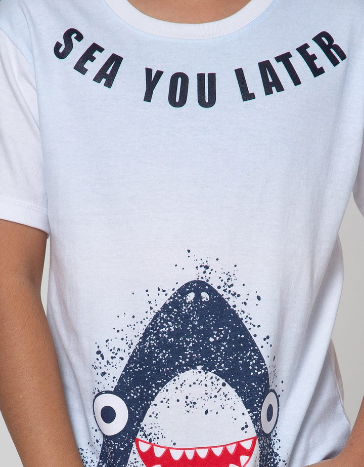 Little M Short Sleeve T-Shirt Shark Ombre Laser
