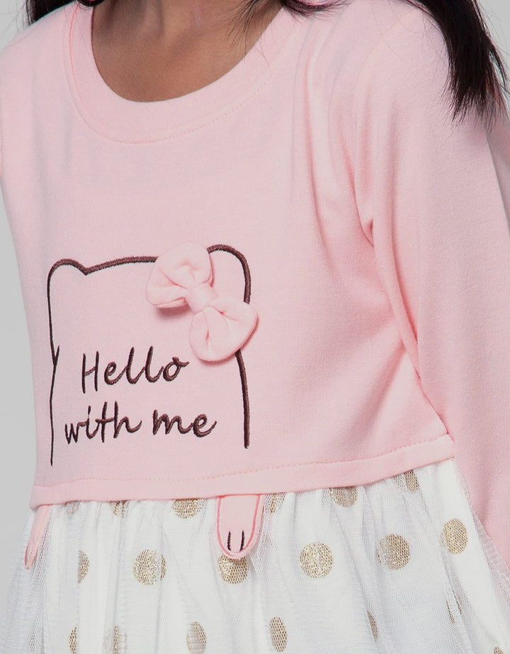Little M Long Sleeve Midi Dress Polkadot Tile Aplikasi