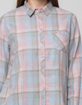Triset Casual Blouses Kemeja Print Kotak
