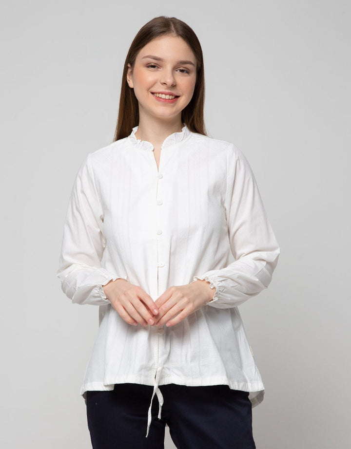 Triset Casual Swirl Drawstring Blouse Wanita