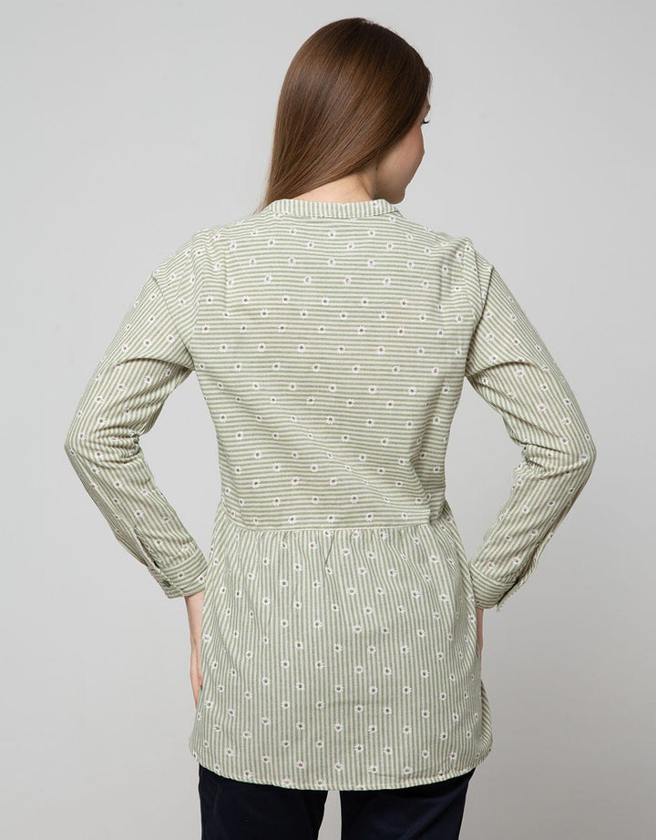 Triset Casual Blouses V-Neck Button Up