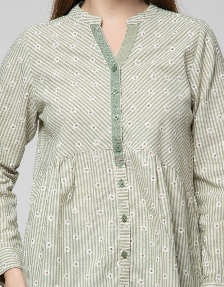 Triset Casual Blouses V-Neck Button Up