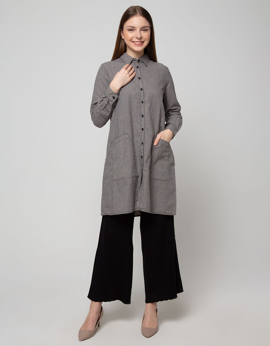Triset Casual Dresses Shirt Double Pocket