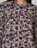 St. Yves Long Sleeve Blouse Top Print Flower Bell Sleeve