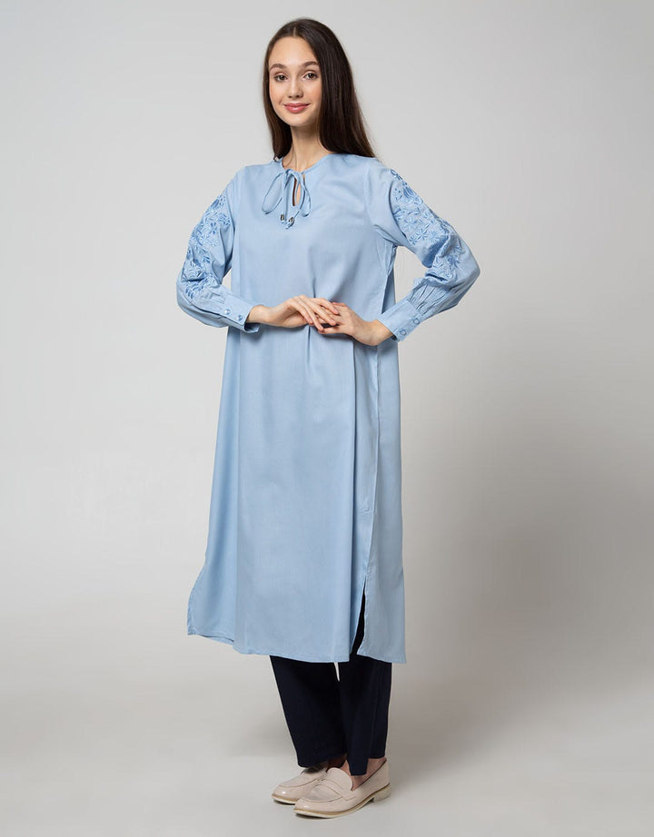 St. Yves Long Sleeve Maxi Dress Embroidered with Hands