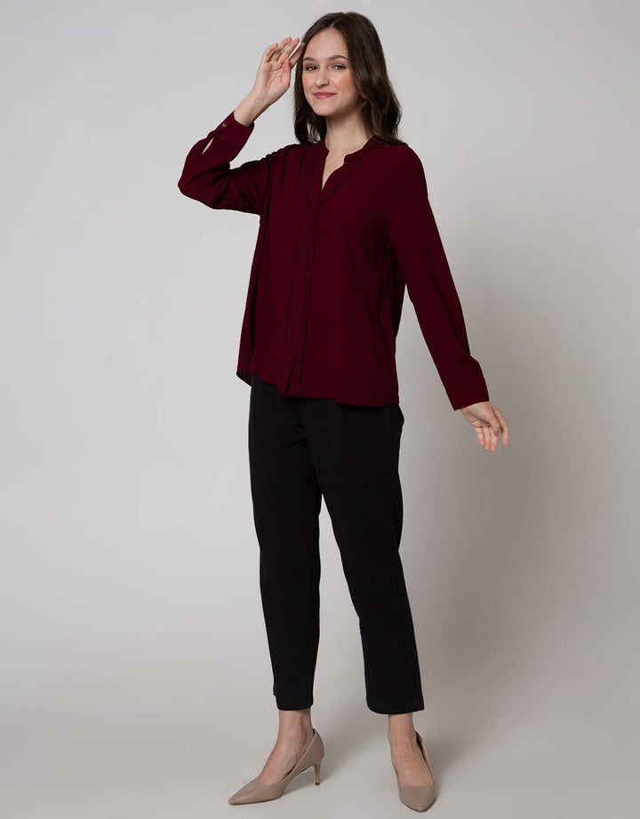 St. Yves Long Sleeve Blouse Crincle Frill