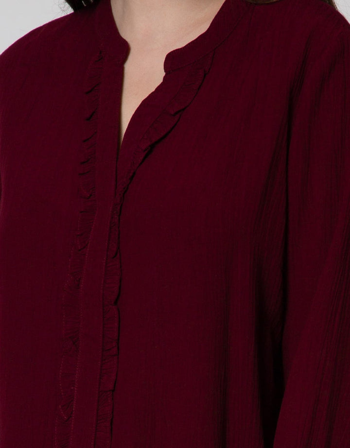 St. Yves Long Sleeve Blouse Crincle Frill