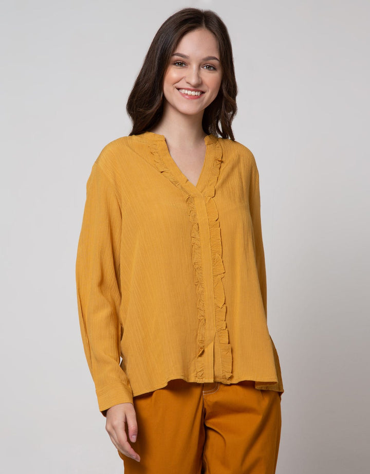 St. Yves Long Sleeve Blouse Crincle Frill