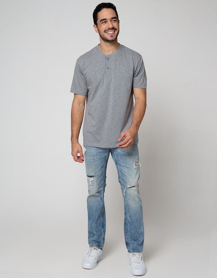 Cole Short Sleeve T-Shirt Henley Slub Kombinasi
