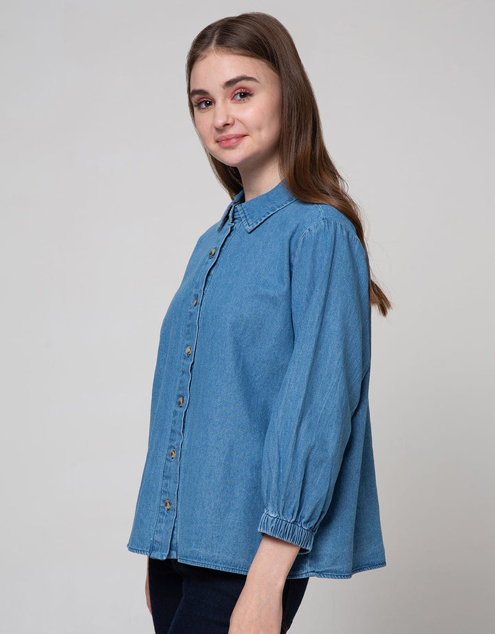 Details Long Sleeve Shirt Chambray With Collar