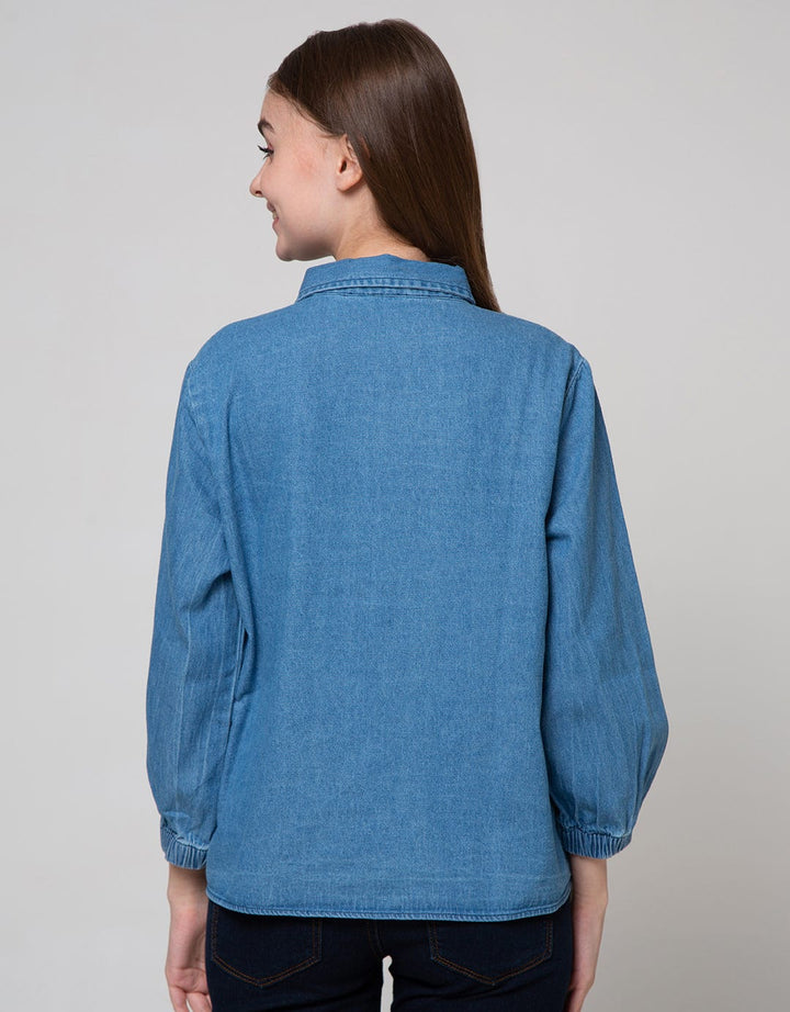 Details Long Sleeve Shirt Chambray With Collar