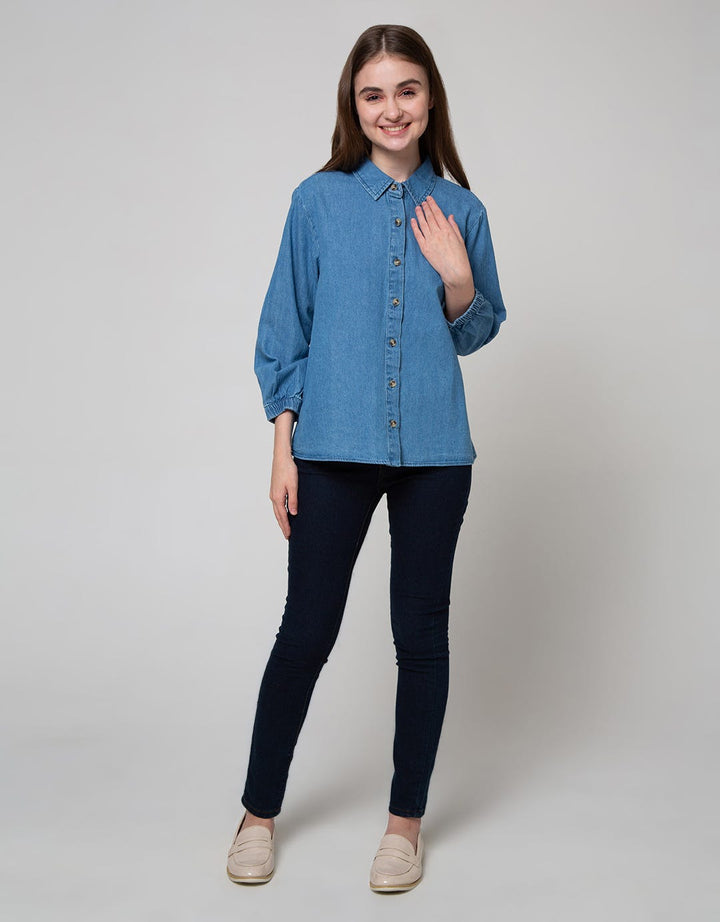 Details Long Sleeve Shirt Chambray With Collar