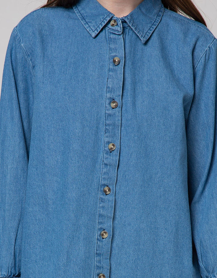 Details Long Sleeve Shirt Chambray With Collar