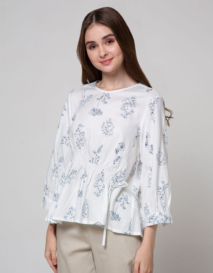 Details Long Sleeve Shirt Twill Print Flower