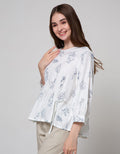 Details Long Sleeve Shirt Twill Print Flower