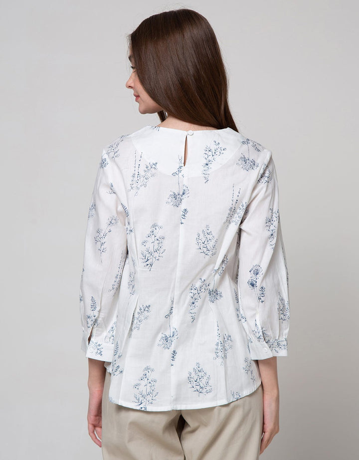 Details Long Sleeve Shirt Twill Print Flower