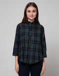 Details Long Sleeve Blouse Check Twill Line Pink