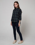 Details Long Sleeve Blouse Check Twill Line Pink