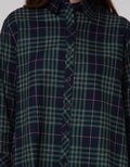 Details Long Sleeve Blouse Check Twill Line Pink