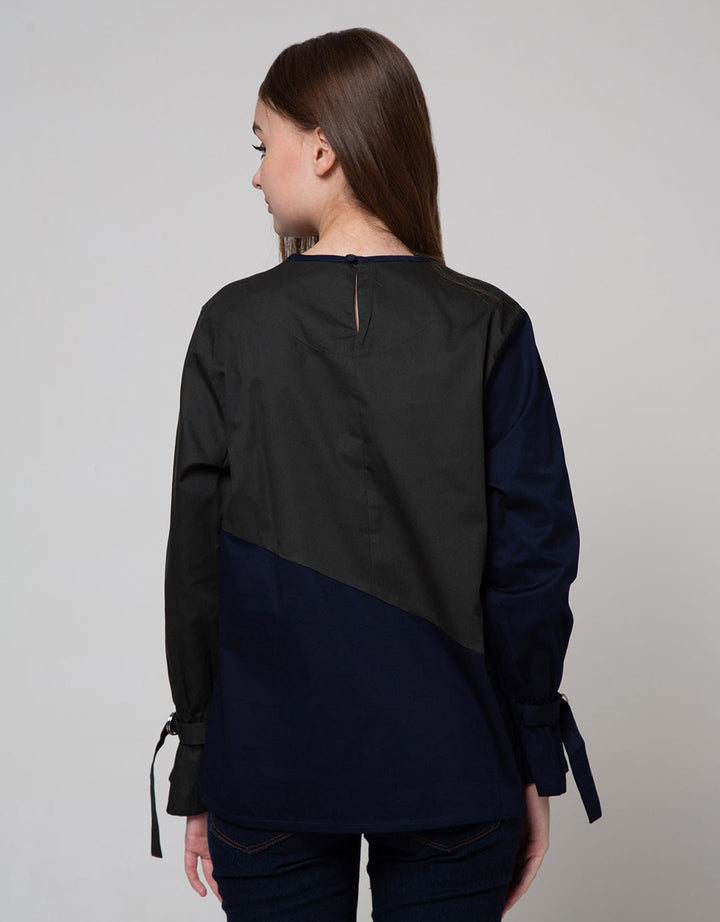 Details Long Sleeve Blouse Cut And Sewn